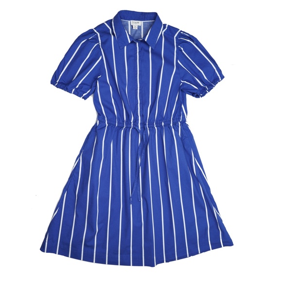 JCREW Size 0 Short-Sleeve Tie-Waist Mini Dress Sunwashed Sea White $118 CC789 - Picture 2 of 7